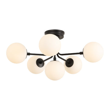 Olivier Parisian 24" Globe Modern Industrial Iron Bistro LED Semi Flush Mount